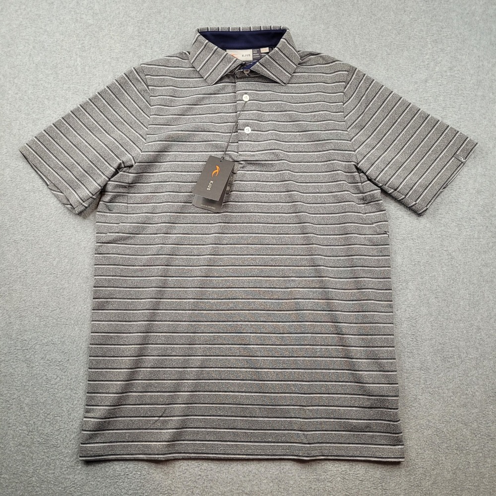 KJUS Soren Multistripe Polo Mens XS Steel Grey K00496 Golf‎ Shirt UPF 50+